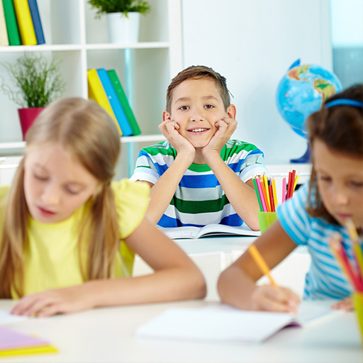 Students in a modern classroom