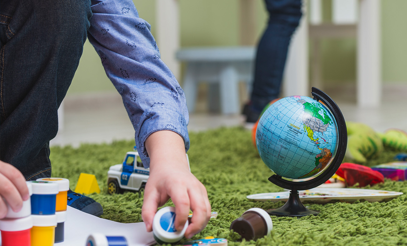 Diverse group of students engaged in various activities like sports, music, and art.